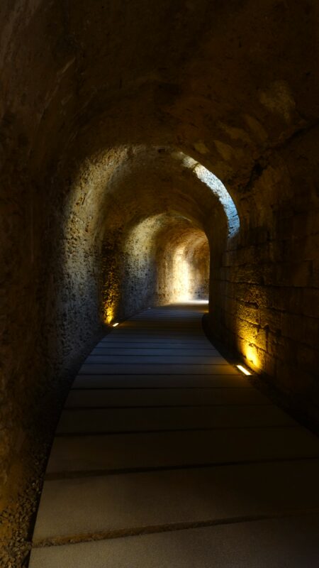 Tunnels of Roman Theatre, ancient archaeological site, Cádiz, Spain