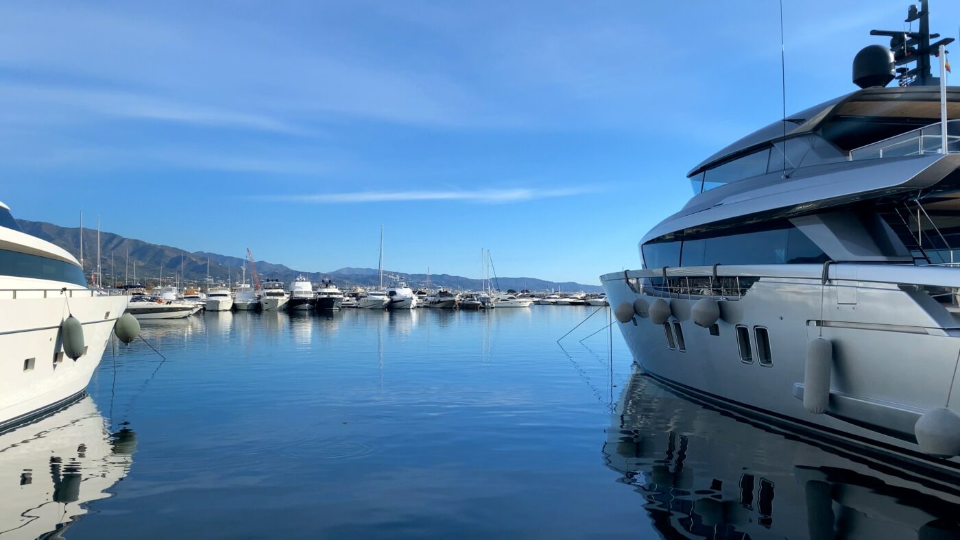 Luxe yachts at the famous marina Puerto Banús in Marbella. Spain