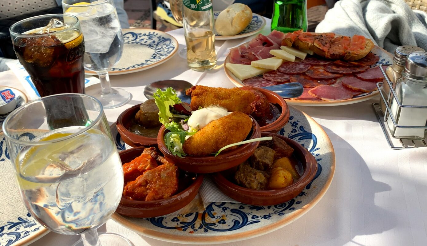 Typical Spanish tapas in the historical Old Town in Marbella, Spain